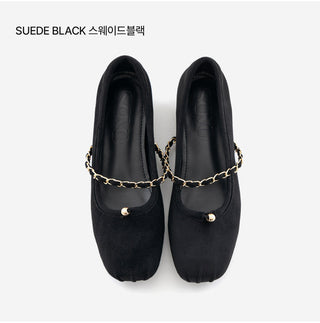 Circled Gold Chain Hidden Heel Flats 1cm