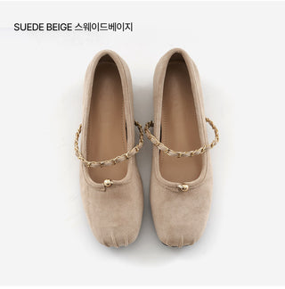 Circled Gold Chain Hidden Heel Flats 1cm