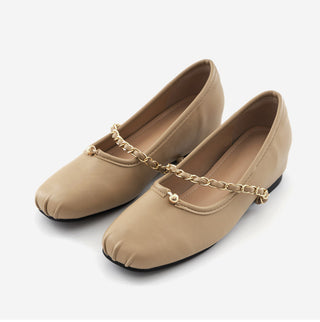 Circled Gold Chain Hidden Heel Flats 1cm