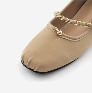 Circled Gold Chain Hidden Heel Flats 1cm