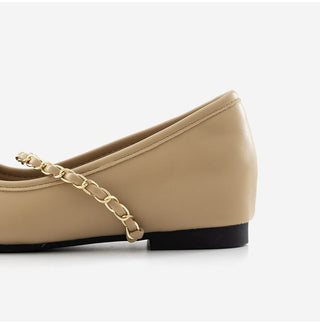 Circled Gold Chain Hidden Heel Flats 1cm