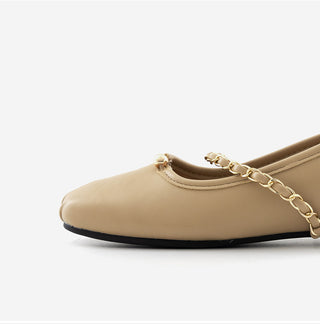 Circled Gold Chain Hidden Heel Flats 1cm