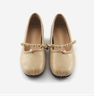 Circled Gold Chain Hidden Heel Flats 1cm