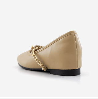 Circled Gold Chain Hidden Heel Flats 1cm