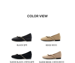 Circled Gold Chain Hidden Heel Flats 1cm