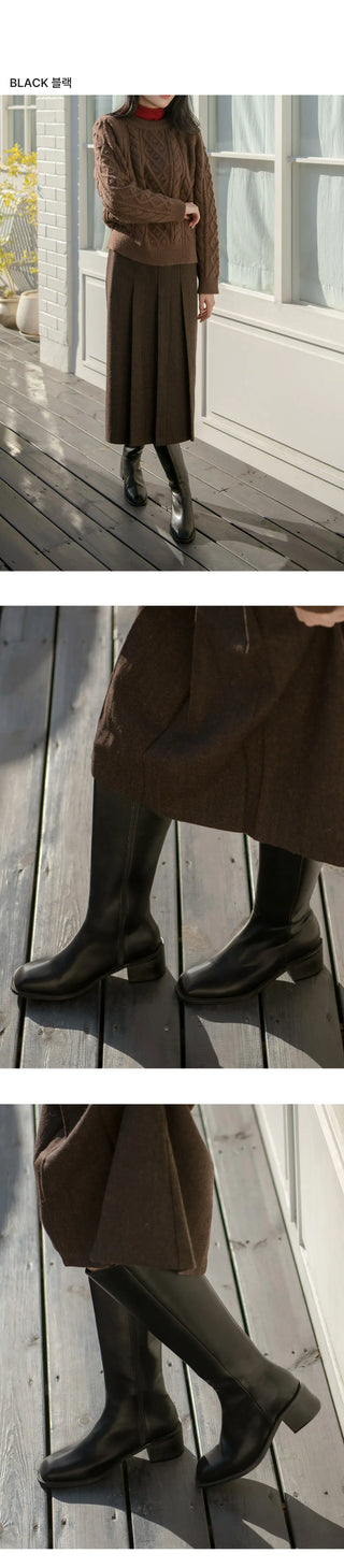 BEST  Boot Width++SIZE Le Ar Square Basic Long Boots 5cm