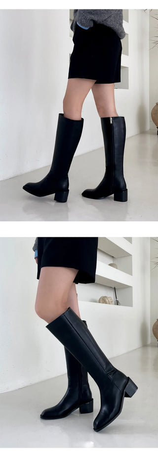 BEST  Boot Width++SIZE Le Ar Square Basic Long Boots 5cm