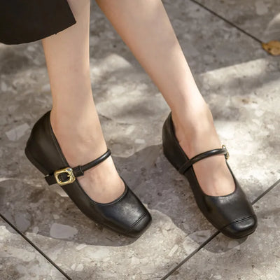 Martinpool Mary Jane Wedge Shoes 1cm