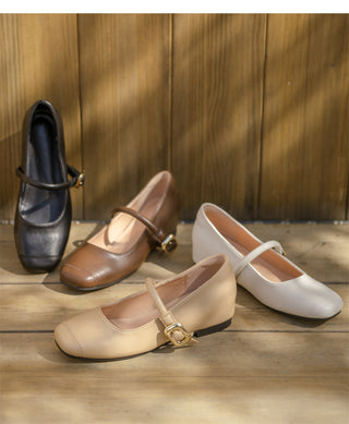 Martinpool Mary Jane Wedge Shoes 1cm