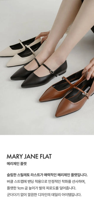Sequins Stiletto Mary Jane Flat Shoes 1cm