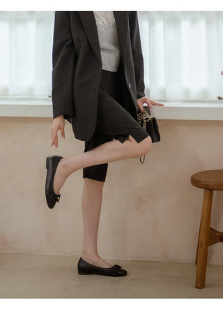Lentic Ribbon Basic Flat Shoes 1cm