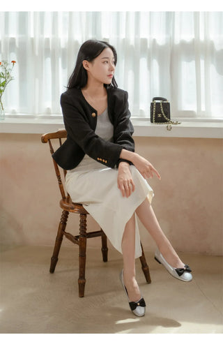 Lentic Ribbon Basic Flat Shoes 1cm