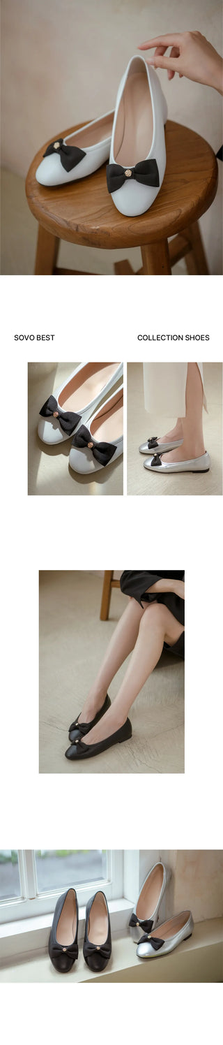 Lentic Ribbon Basic Flat Shoes 1cm