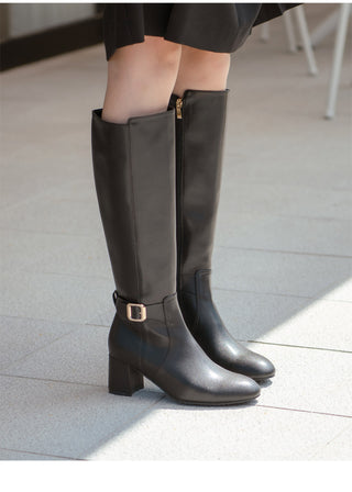 Le Ramz Belt Cowhide Long Boots 6cm