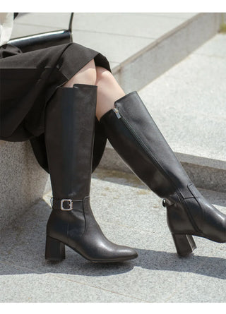 Le Ramz Belt Cowhide Long Boots 6cm