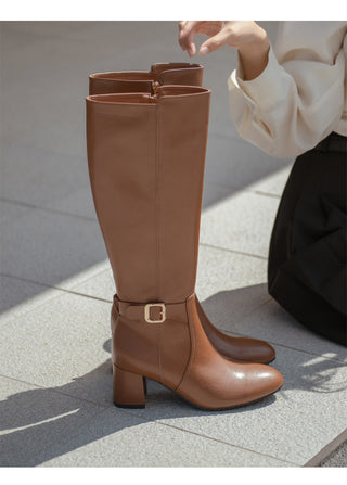 Le Ramz Belt Cowhide Long Boots 6cm