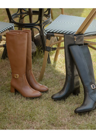 Le Ramz Belt Cowhide Long Boots 6cm