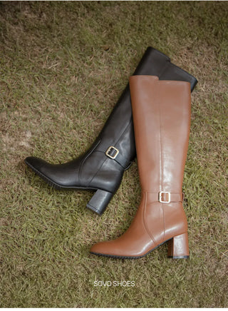 Le Ramz Belt Cowhide Long Boots 6cm