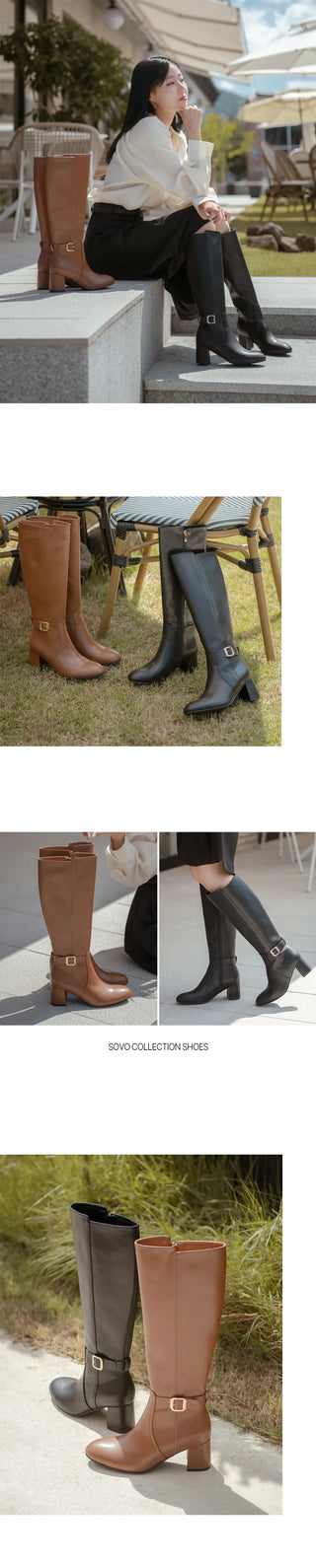 Le Ramz Belt Cowhide Long Boots 6cm