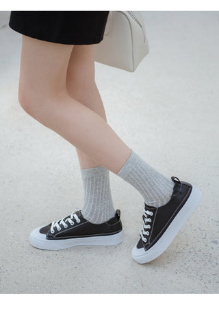 Griffin Cowhide Elastic Height-Increasing Sneakers 4cm