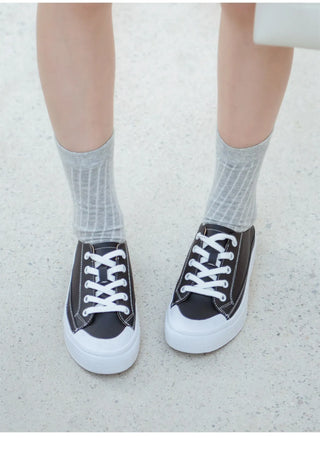 Griffin Cowhide Elastic Height-Increasing Sneakers 4cm