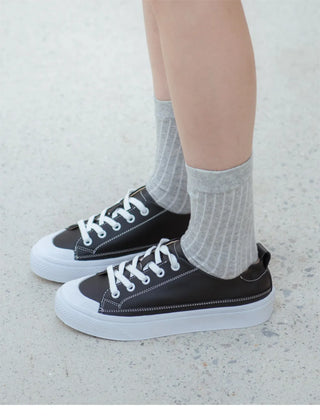 Griffin Cowhide Elastic Height-Increasing Sneakers 4cm