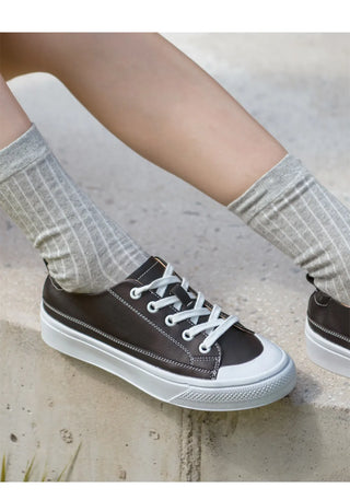 Griffin Cowhide Elastic Height-Increasing Sneakers 4cm