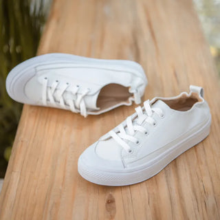 Griffin Cowhide Elastic Height-Increasing Sneakers 4cm