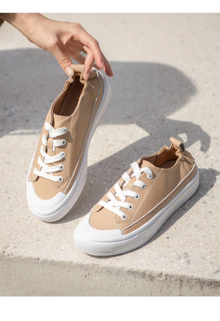 Griffin Cowhide Elastic Height-Increasing Sneakers 4cm