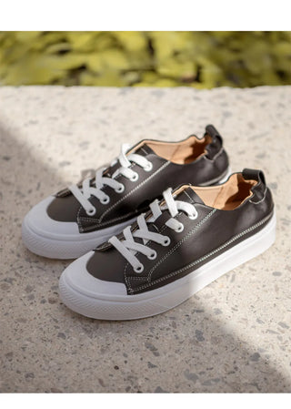 Griffin Cowhide Elastic Height-Increasing Sneakers 4cm