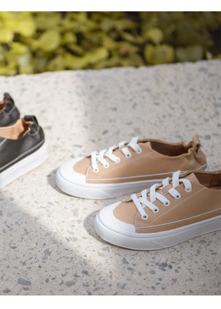 Griffin Cowhide Elastic Height-Increasing Sneakers 4cm