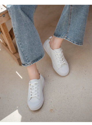 Griffin Cowhide Elastic Height-Increasing Sneakers 4cm