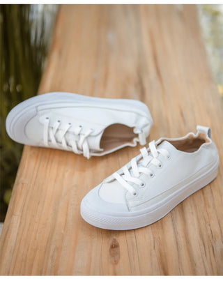 Griffin Cowhide Elastic Height-Increasing Sneakers 4cm