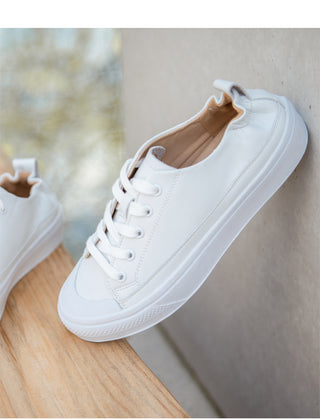 Griffin Cowhide Elastic Height-Increasing Sneakers 4cm