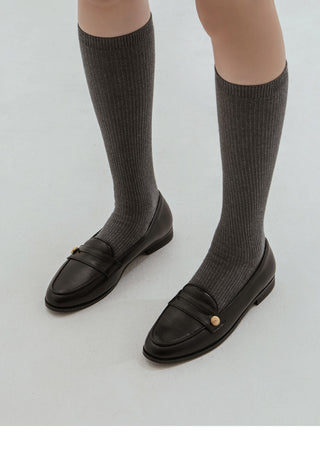 Minor Type Gold Button Loafers 2cm