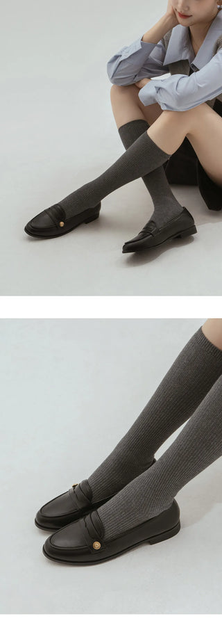 Minor Type Gold Button Loafers 2cm