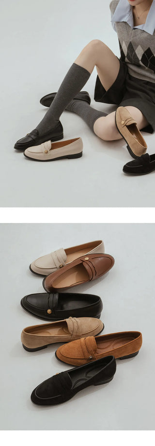 Minor Type Gold Button Loafers 2cm