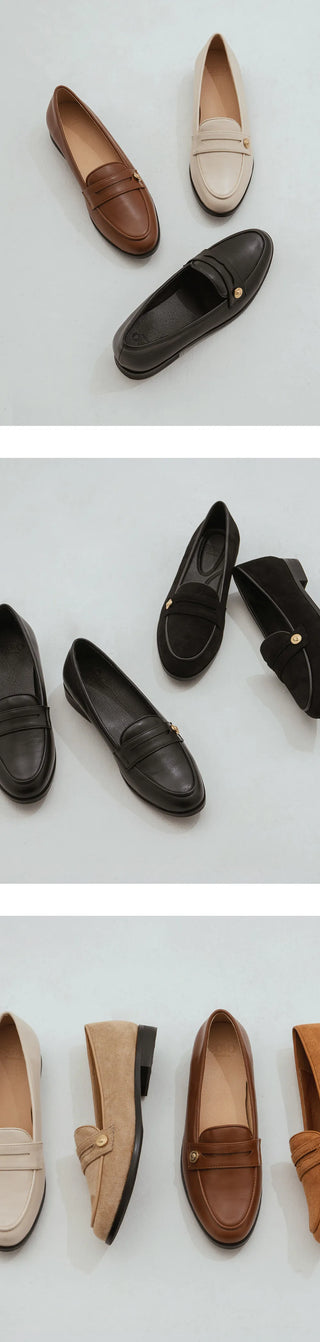 Minor Type Gold Button Loafers 2cm
