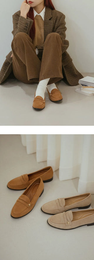 Minor Type Gold Button Loafers 2cm
