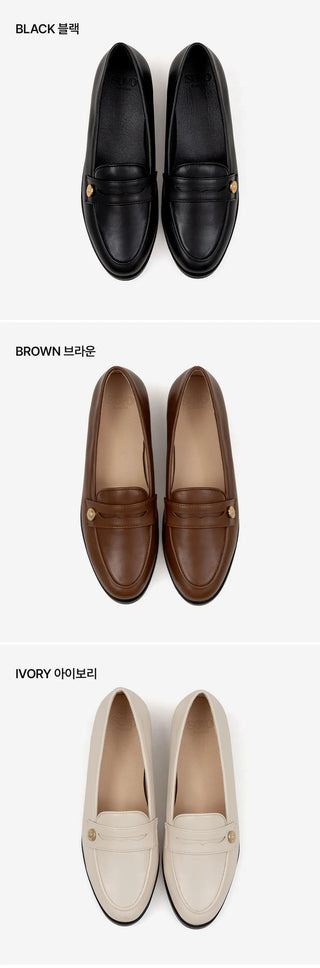 Minor Type Gold Button Loafers 2cm