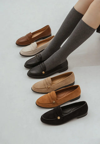 Minor Type Gold Button Loafers 2cm