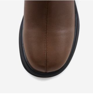 Buckled Belt Cowhide Ankle Boots 5cm