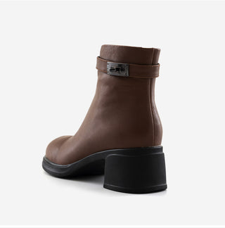 Buckled Belt Cowhide Ankle Boots 5cm