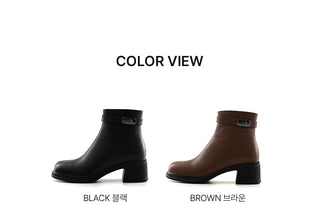Buckled Belt Cowhide Ankle Boots 5cm