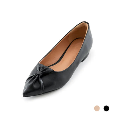 Launched Cowhide Ribbon Stiletto Flat Shoes 2cm