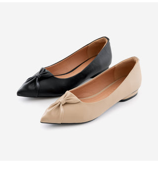 Launched Cowhide Ribbon Stiletto Flat Shoes 2cm