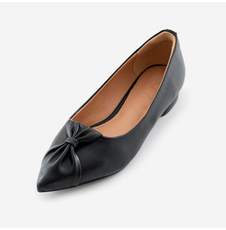 Launched Cowhide Ribbon Stiletto Flat Shoes 2cm