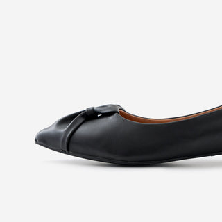 Launched Cowhide Ribbon Stiletto Flat Shoes 2cm