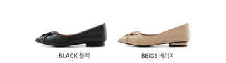 Launched Cowhide Ribbon Stiletto Flat Shoes 2cm