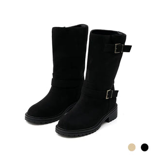 Roem's Suede Belt Flat Boots 4cm